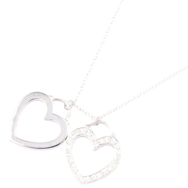 Tiffany  Co Double Heart Diamond Necklace K18wg